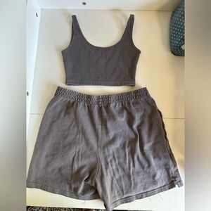 Brandi Melville gray set (crop top and shorts)